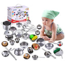 25-Piece Stainless Steel Kids Kitchen Cookware Set For Fun