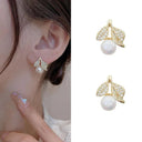 Chic Korean Claw Stud Earrings with Irregular Pearls