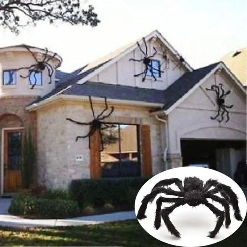 Giant Black Plush Spider Toy for Halloween Decor and Party Props  ourlum.com   