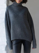 Winter Essential Thick Knit Turtleneck Sweater for Women  ourlum.com Dark gray L 