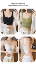 Seamless Crop Tops for Women with Built-In Bra Support