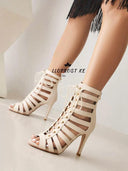 European Chic Cut-Out Peep Toe Heels Stylish Trendsetter