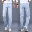 Brand Top Classic Style Men Light Blue Denim Trousers