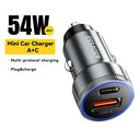 Essager USB Car Charger: Dual-Port Fast Charging for iPhone and Android  ourlum.com 54W Gray  A TO C  