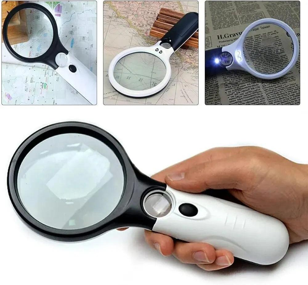 Illuminated Magnifying Loupe: LED Handheld Magnifier for Reading and Jewelry  ourlum.com white  