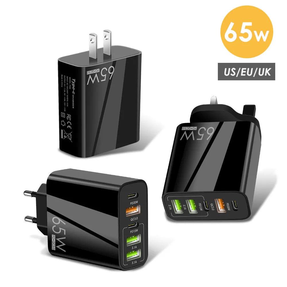 65W Type C Fast Charger: GaN Tech, Multiple Ports, Fast Charging  ourlum.com   