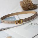 Stylish Women's PU Leather Belt with Designer Metal Buckle - Chic Waist Strap for Jeans, Dresses & Trousers  ourlum.com Khaki 103cm 