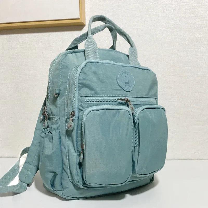 Fashion Woman Backpack Waterproof Nylon Soft Handle Solid Multi-pocket Travel Zipper Feminina School Bags Laptop Backpack  ourlum.com   