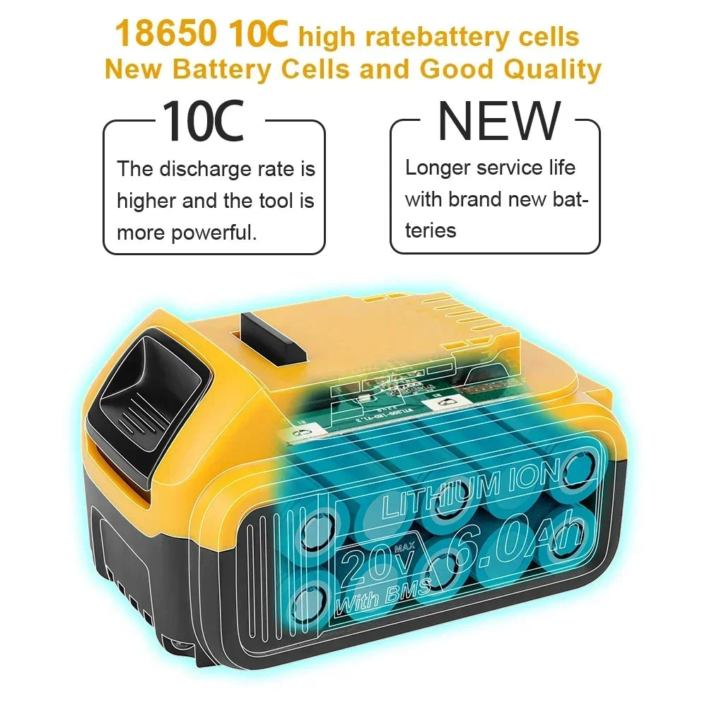 20V 8000mAh Dewalt Lithium-Ion Replacement Battery for Power Tools