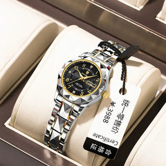 Diamond Accent Waterproof Womens Quartz Watch: Modern Stylish Timepiece