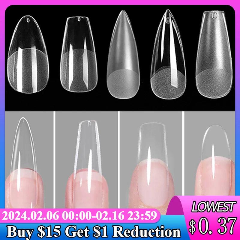 Coffin Soft Gel Press-On Nails Kit - Nail Extension System with Various Nail Tips  ourlum.com   