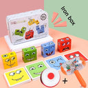 Wooden Cube Expression Building Blocks - Creative Montessori Toy  ourlum.com doorbell and hammer  