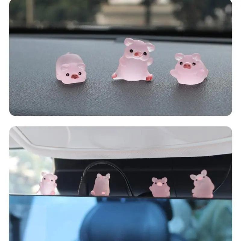 Luminous Mini Resin Pig Car Dashboard Toy: Cute Chick Ornaments Home Garden Decor  ourlum.com   