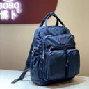 Fashion Woman Backpack Waterproof Nylon Soft Handle Solid Multi-pocket Travel Zipper Feminina School Bags Laptop Backpack  ourlum.com Thick Blue  