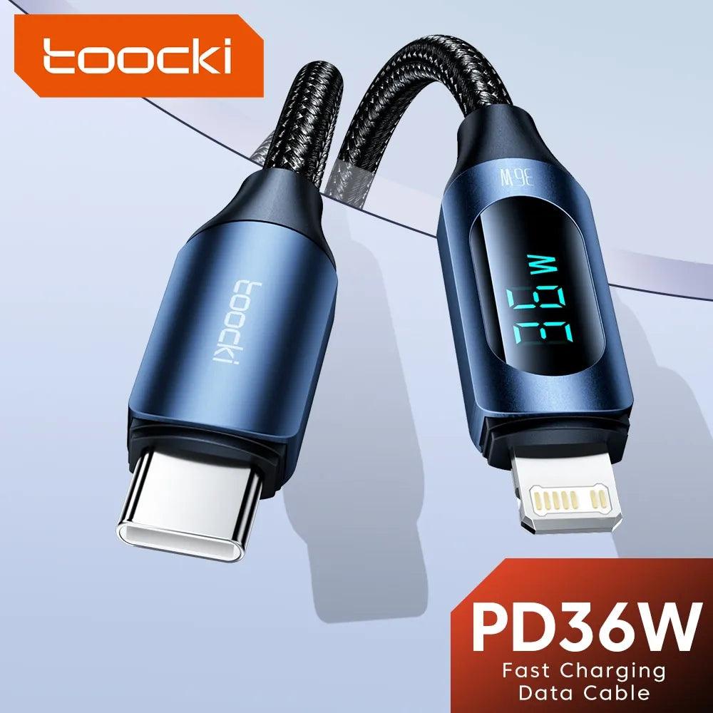 Toocki 36W PD Fast Charging USB C Cable for iPhone & iPad - 1m Lightning Data Wire  ourlum.com   
