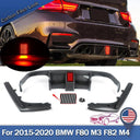 Carbon Fiber Look Rear Diffuser Lip With Light For BMW F80 M3 F82 F83 M4