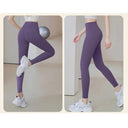 Sculpted Ribbed Yoga Leggings for Women - High Waist Tummy Control Workout Tights  ourlum.com   