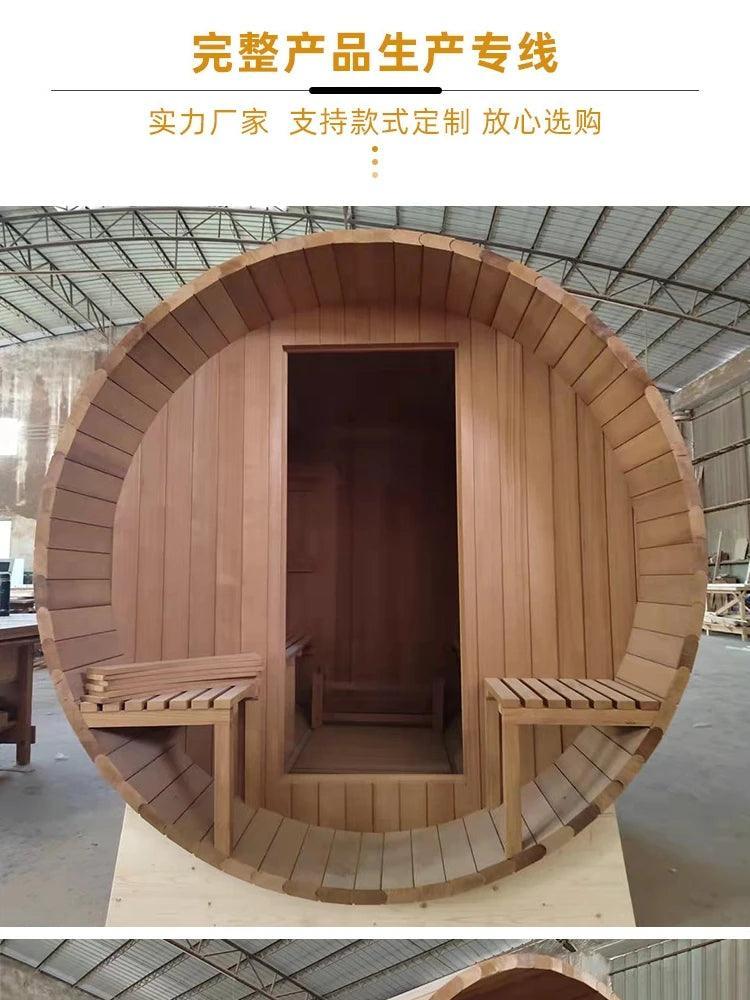 Outdoor Oasis Sauna Retreat: Luxury Wooden Sweat Steaming Room for Four to Six  ourlum.com Diameter 1.8 x 2.1  