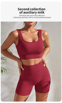 Seamless Ribbed 2-Piece Women's Yoga Set for Fitness and Running