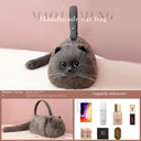 JIAERDI Lolita Plush Cute Cat Bag Women Harajuku Fur Bag