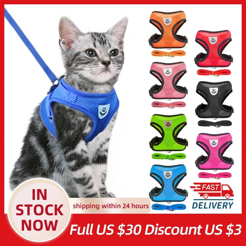 Cat Harness Vest Walking Lead Leash For Small Medium Pets: Control & Safety in Style  ourlum.com   