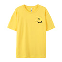 Minimalist Smile Face Style Graphic Print Tops Men T-Shirt