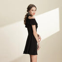 Black A-Line Dress with Ruffles for Trendy Summer Fashion