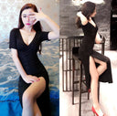 Night Show Seductive V Neck Dress Elegant Style 2023