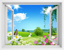 3D Living Room Simulation Fake Window Self-Adhesive Wallpaper