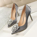 Bigtree Rhinestone Stiletto Heels Elegant Evening Shoes Pair