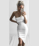 Spring White Bandage Dress Chic Side-Slit Party Outfit