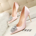 Bigtree Rhinestone Stiletto Heels Elegant Evening Shoes Pair