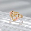 A-Z Letter Rings 18K Gold Plated Customized Heart Initial Ring