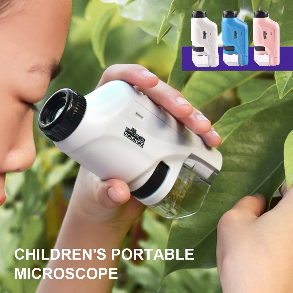 Mini Pocket Microscope Kit 60-120x Lab Handheld Microscope Battery Powered Microscope With LED Light Kids Science Microscop