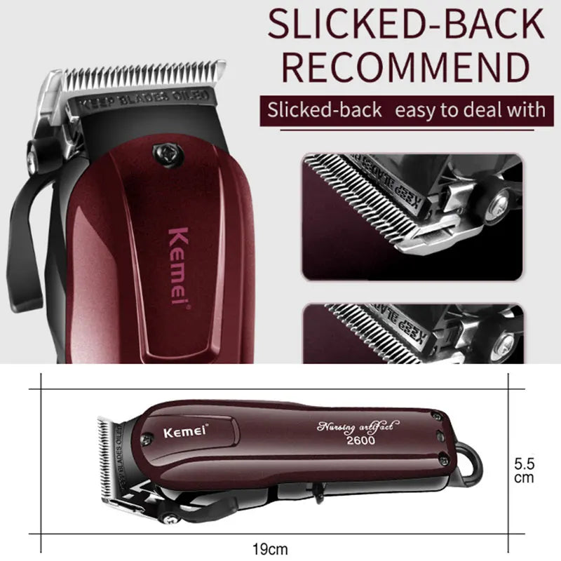 Kemei 2600 professional hair trimmer for men adjustable beard & hair clipper electric barber hair cutting machine rechargeable