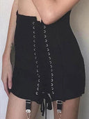 Gothic Vintage Patchwork High Waist Mini Skirt with Lace-Up