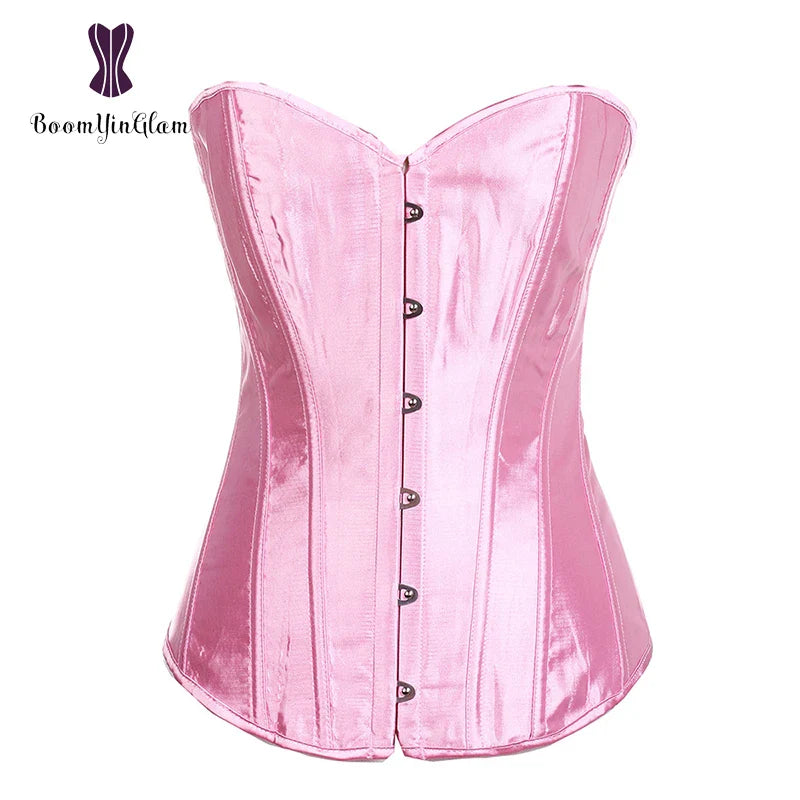 Satin Overbust Corset Shaper with G String - Slimming & Stylish Women's Wear