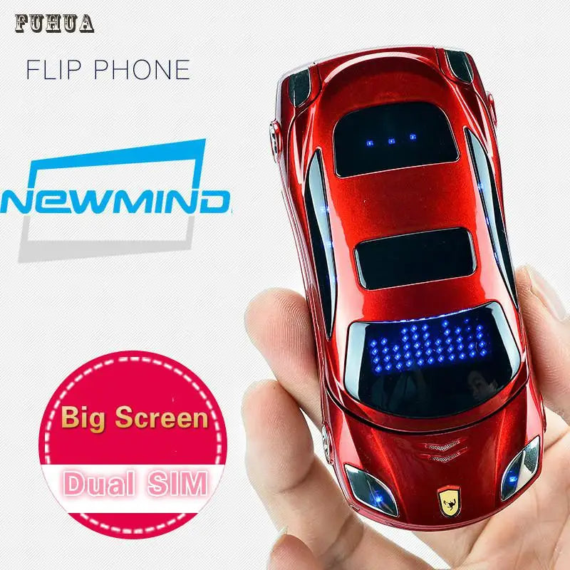 Original Newmind F15 Unlocked Flip Phone Dual Sim Mini Sports Car Model Blue Lantern Bluetooth Mobile Cell Phone 2sim Celular