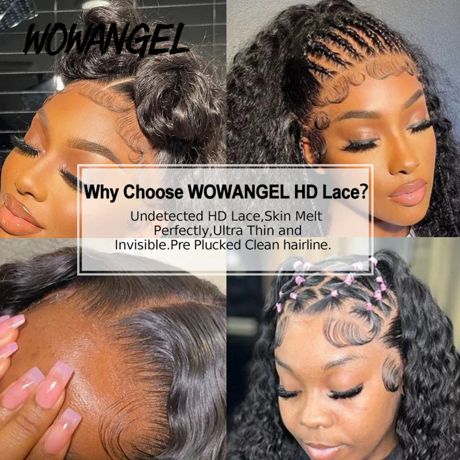 Wow Angel HD Lace Frontal Wigs 250% 13X6 Lace Front Wigs Water Wave HD Lace Closure Curly Wig Full Lace Human Hair Wig For Woman  ourlum.com   