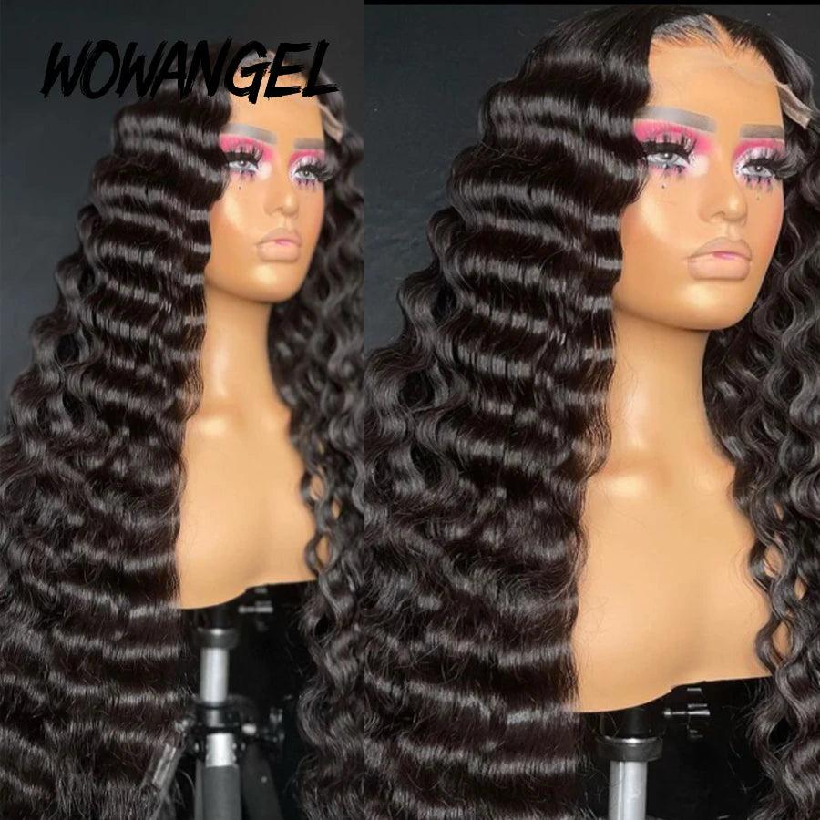 32-Inch Deep Wave HD Lace Frontal Wigs - 100% Human Hair, Glueless, Seamless Natural Look