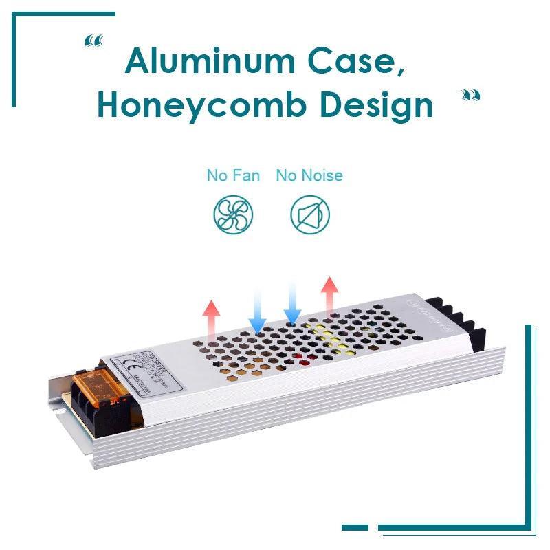 Slim LED Strip Lights Power Supply 12V 24V Transformer 100W 150W 200W AC180-260V Driver  ourlum.com   