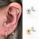 Moon Stud Earring: Elegant Silver Jewelry with Zircon Glam