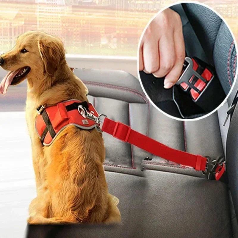 Pet Car Safety Belt with Adjustable Harness for Cats and Dogs - Stylish and Reliable Vehicle Restraint System  ourlum.com   
