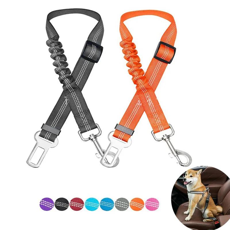 Dog Car Safety Harness with Reflective Nylon Cushioning and Elasticity for Secure Travel  ourlum.com   