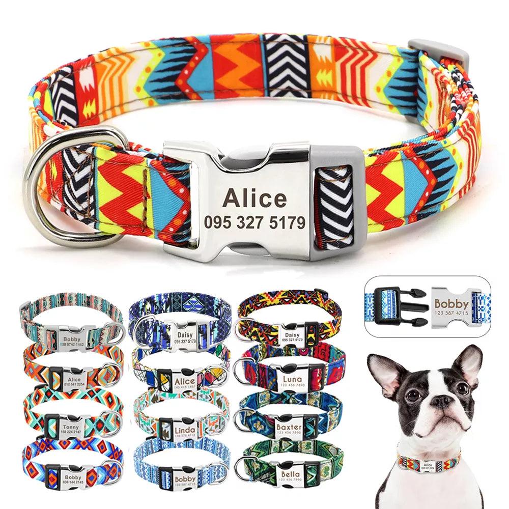 Personalized Adjustable Nylon Pet Collar with Engraved Name Buckle - Ideal for Small to Large Pets  ourlum.com   