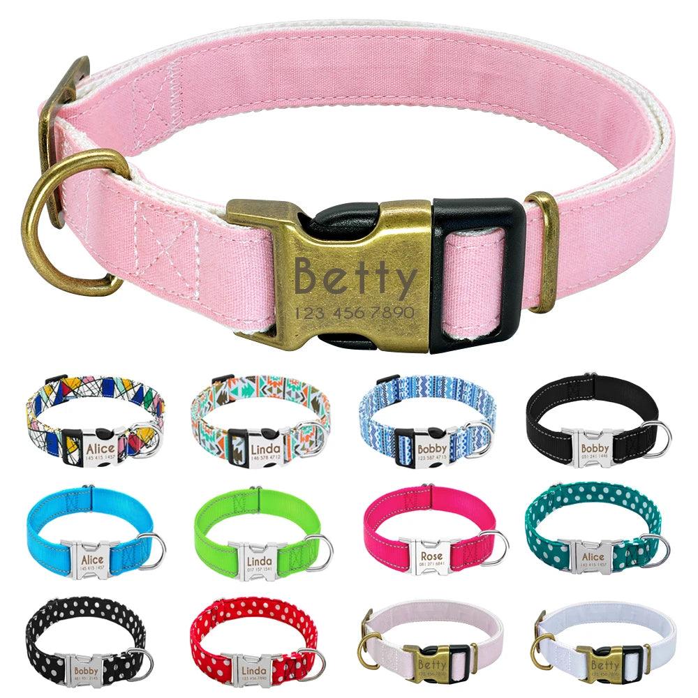 Customizable Nylon Dog Collar with Engraved ID Tag - Personalized Pet Safety Collar  ourlum.com   