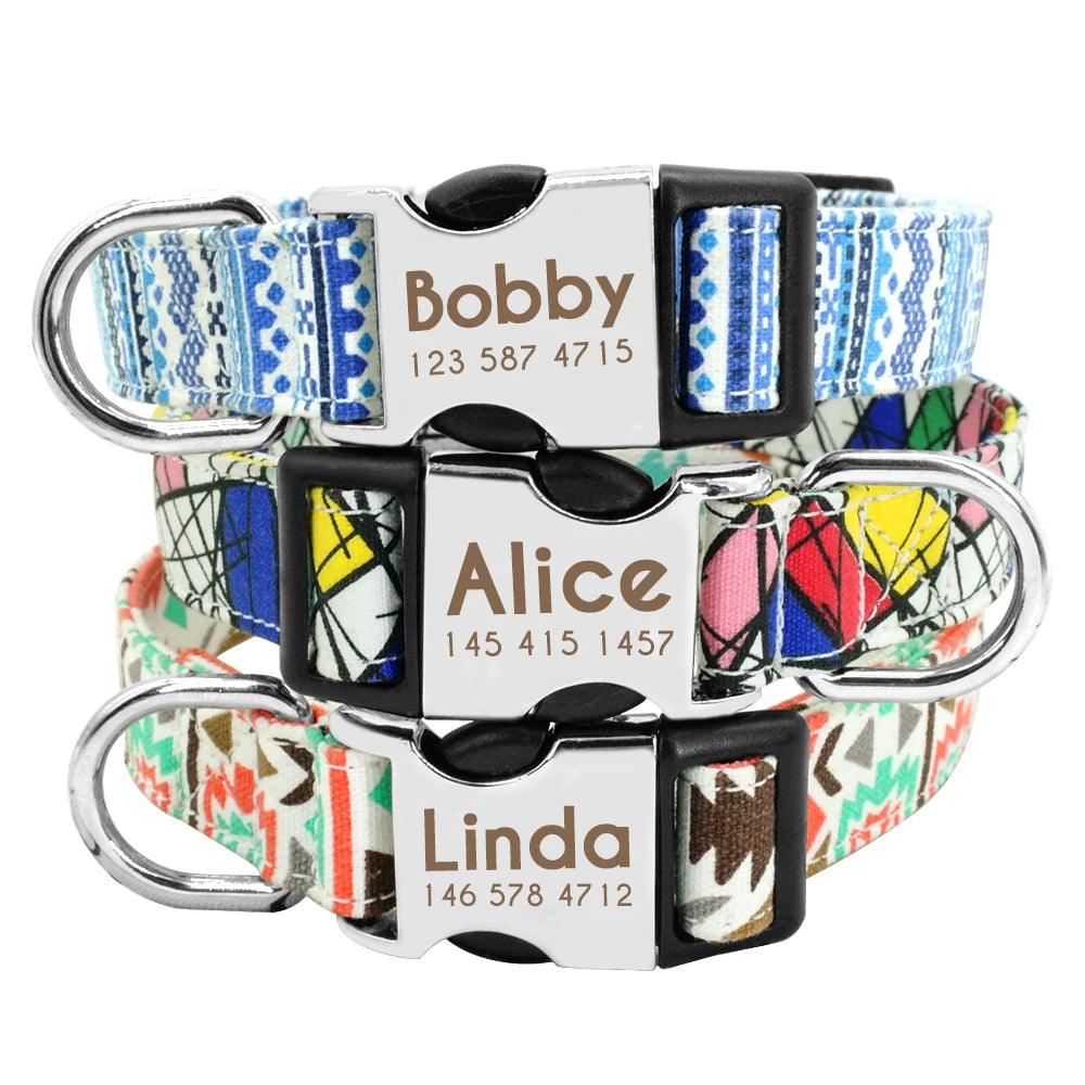 Customizable Nylon Dog Collar with Engraved ID Tag - Personalized Pet Safety Collar  ourlum.com   