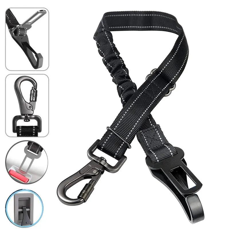 Adjustable 2-in-1 Pet Car Seat Belt with Elastic Buffer for Small and Large Dogs  ourlum.com   
