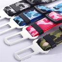 Puppy Car Safety Belt: Adjustable Nylon Pet Seatbelt for Dogs - Camouflage and Denim Designs  ourlum.com   