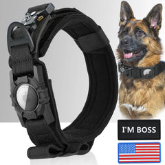 AirTag Tactical Dog Collar with Handle: Enhanced Security & Comfort